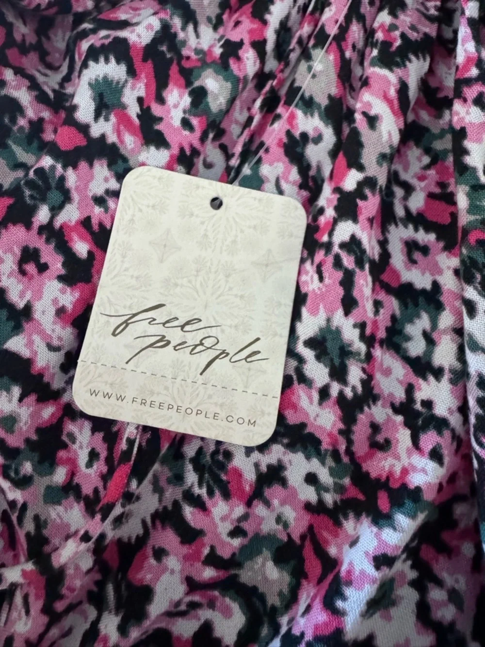 Free People Pink and Green Floral Ruffle Midi Dress “One I Love” - Picture 6 of 8